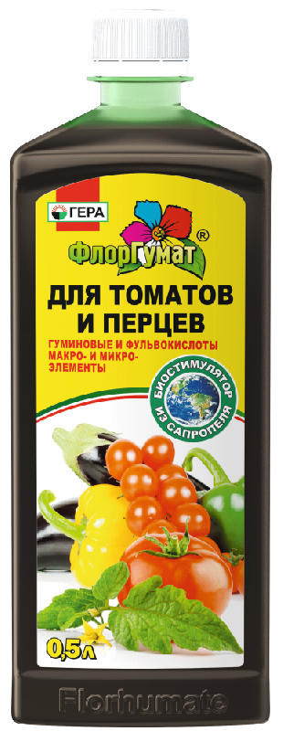 жидкое удобрение Флор гумат для томатов и перцев 0,5л